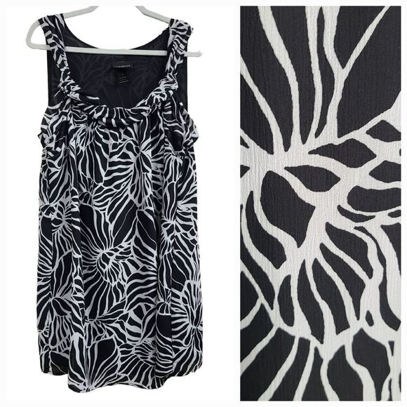 Lane Bryant Black & White Dressy Crepe Chiffon Sleeveless Dress Nice Semi-Formal - Picture 1 of 10